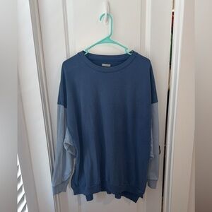 American Eagle Outfitters Two-Tone Blue Crewneck Oversized Comfy Sweater
